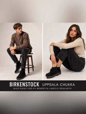 NIB Birkenstock Uppsala Chukka Black Suede Boots 41